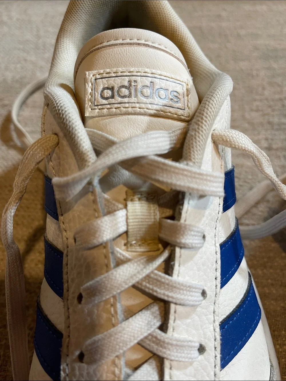 adidas White and Blue Low-Top Sneakers